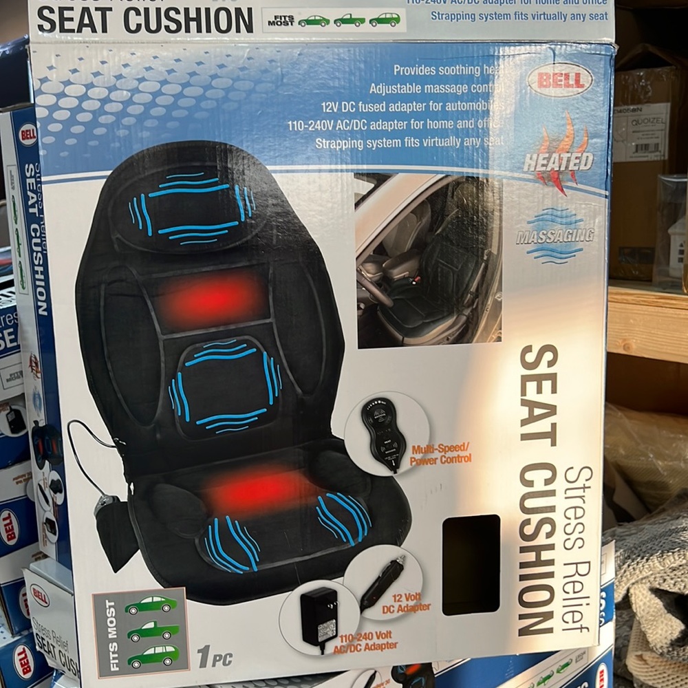 Stress relief seat cushion massager with heater